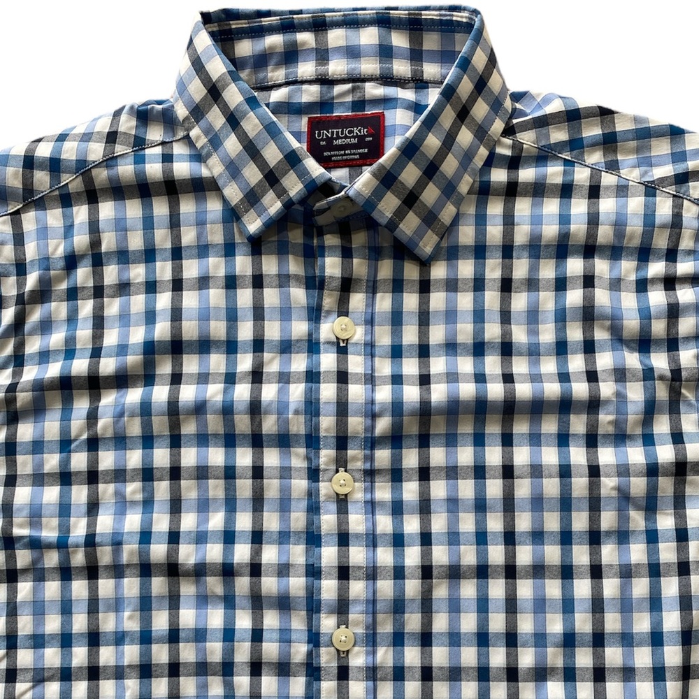 UNTUCKit Blue and White Check Dress Shirt